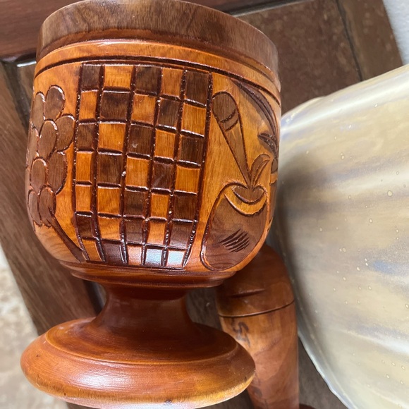 Mortar and pestle set in wood. Carved decorated, great grinding flavor. - Picture 7 of 11